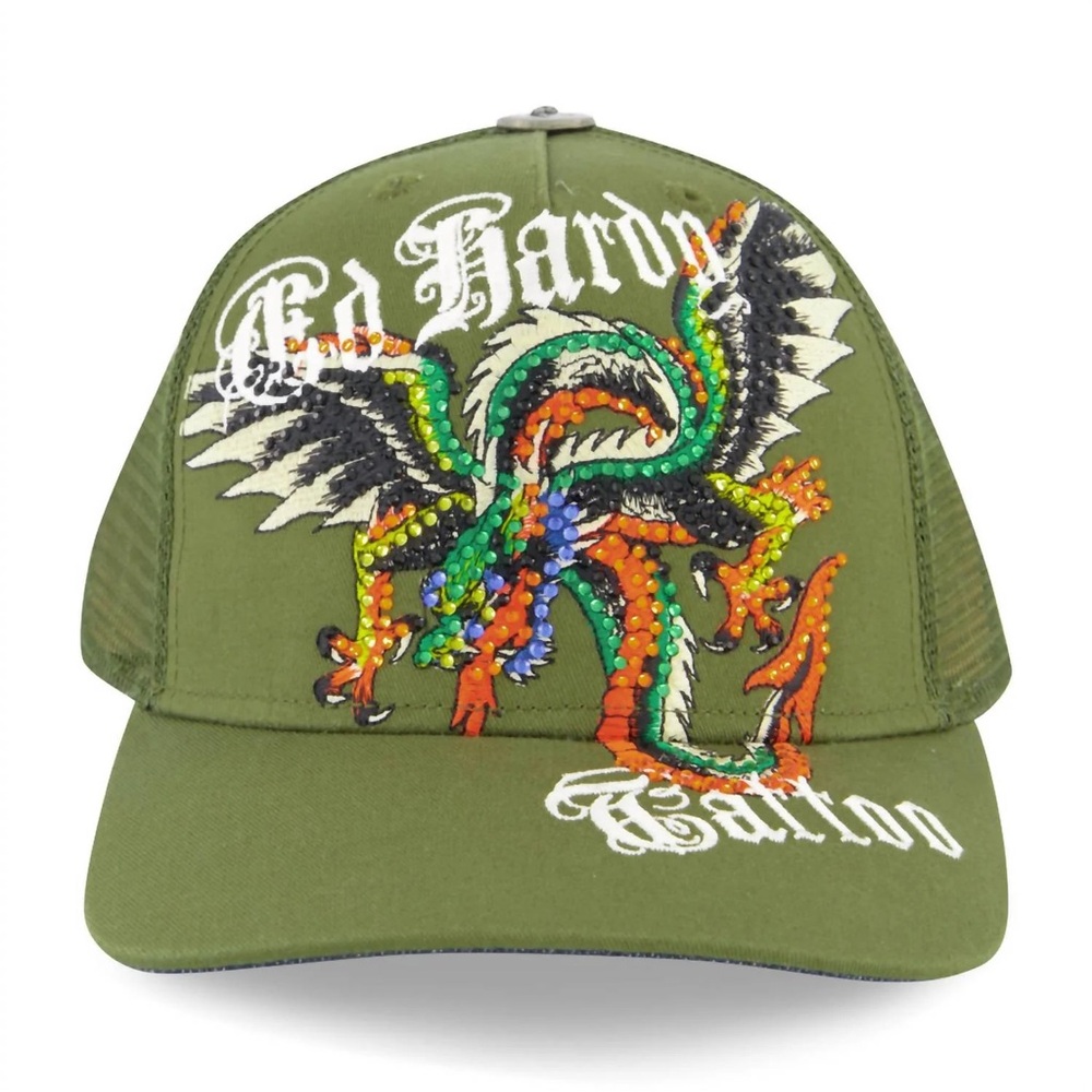 Ed Hardy Green Reptile Design Hat